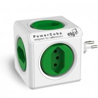 Multiplicador 5 Tomadas Bivolt - PowerCube ELG - PWC-R5, Verde E Branco