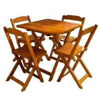 Jogo De Mesa Dobrável 70x70 C/ 4 Cadeiras Madeira Maciça