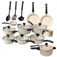 Jogo De Panelas 13 Peças + Panela De Pressão 2L Conjunto Teflon Antiaderente Frigideira Caçarola