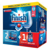 Kit 2 Detergentes Lava Louças Finish Powerball 13 Tabs + 1 Finish Secante 250ml