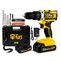 Parafusadeira Furadeira The Black Tools TB-21PX 2 Baterias Com Maleta 60Hz Amarelo