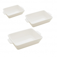 LYOR - Conjunto 3 Refratários Com Alça Basic Branco Porcelana