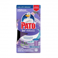 Pato Desodorizador Sanitário Gel Adesivo 1 Refil Lavanda, Limpeza Banheiro, 6 Discos