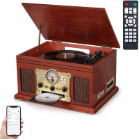 VEDO Toca-Discos 10 Em 1 Com Bluetooth: Giradiscos 3 Velocidades Para Vinil
