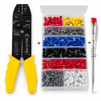 Kit Alicate Crimpador + Estojo Terminais Ilhós + Chave Teste