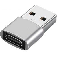 Adaptador USB A Macho X Tipo C Fêmea - OTG Cinza
