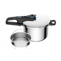 Panela De Pressão Rochedo Inox Trendy 6 Litros Fechamento Externo Com Cesta De Vapor