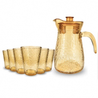 Jarra dourada + 6 copos elegante