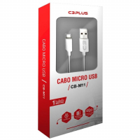 Cabo USB-Micro USB C3Plus CB-M11WH 1M Branco - Compatível Com Android USB-Micro Corrente 2A