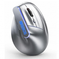 Mouse Vertical Ergonômico Sem Fio 1600 DPI Bluetooth 2.4G, Recarregável