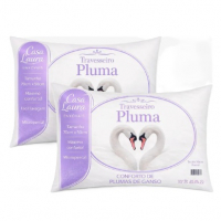 Kit 02 Travesseiros Antialérgico Pluma De Ganso 70cm X 50cm Cor Branco