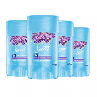 Secret Kit Desodorante Em Gel Invisível Antitranspirante Lavanda Com 4 Unidades 45g