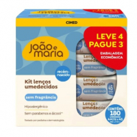 Kit Lenço Umedecido João E Maria Recém-Nascido Sem Fragrância 4 Un Com 45 Folhas