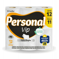 Papel Higiênico Personal Vip Folha Dupla Neutro Kit Com 12 Unidades Super Macio