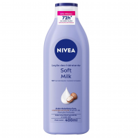 NIVEA Loção Deo-Hidratante Soft Milk 400ml, Hidratação Profunda 72h, Hialurônico Puro, Corporal, Pele Seca