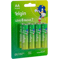 Pilha Alcalina AA Com 8 Unidades Elgin Comum
