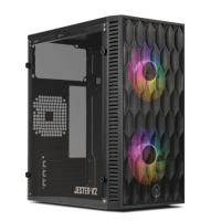 Gabinete Gamer TGT Jester V2 Preto Mini-Tower Com Acrílico E 2 Fans Rainbow