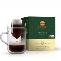 Orfeu Café Orgânico Drip Coffee, 100% Arabica, Torra Média, 10 Sachet, 100g
