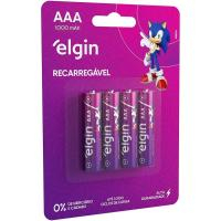 Pilha Recarregável AAA 1000mAh Elgin Com 4 Unidades Palito