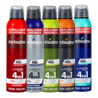 Kit Desodorante Antitranspirante Aerossol Herbíssimo 250ml Embalagem Econômica - 5 Unidades