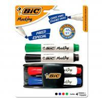 Kit 4 Marcadores De Quadro Branco BIC Marking Cores Clássicas + 1 Apagador