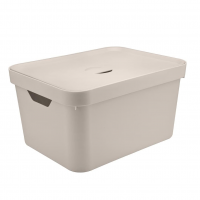 Caixa Organizadora Cube G Com Tampa, Ou, Bege