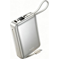 Basike Carregador Portátil, Power Bank 20000mAh Com Cabos Integrados(Prata)
