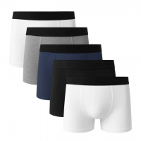Kit 5 Cuecas Boxer Basic Lisa 100% Algodão Masculina