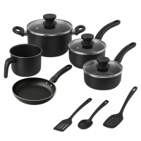 Jogo De Panelas 8 Peças Antiaderente Teflon Com Tampa Vidro