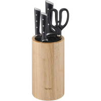 Kit De Facas Tefal Com 3 Peças + Tesoura + Cepo Ice Force, Aço Inox Resfriado Alemão