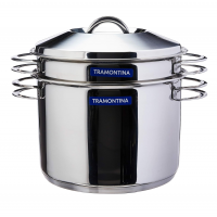 Jogo Cozi-Pasta Fundo Triplo Com Alças, Tramontina, Solar 65500400, Inox, 24 Cm