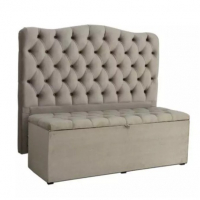 Puff Baú Pé De Cama No Sued Capitone (porta Objetos E Brinquedos)