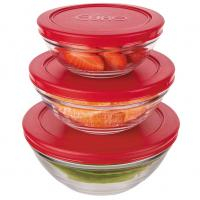 Euro Home - Conjunto Com 3 Potes De Vidro Redondos Com Tampa Plástica - VDR7093-VM