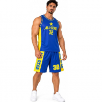 Conjunto Esportivo Masculino Estilo Basquete Camiseta e Short Azul G