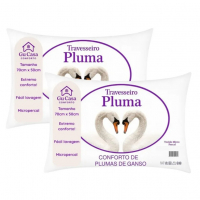 Kit 2 Travesseiros Plumas 70x50cm Tradicional Antiácaros