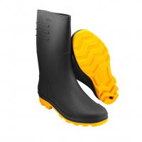 Vonder, Bota De Pvc Preta Com Solado Amarelo, 37, Cano Médio, Com Forro.