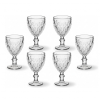 Jogo 6 Taças De Vidro Grande Diamond Bico Jaca 325ML Transparente Luxo
