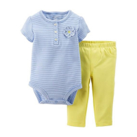 Carter's Conjunto De 2 Peças De Body E Calça Para Bebês Meninas, Amarelo, 3 Meses