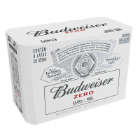 Pack Cerveja Budweiser Zero Álcool, 350ml, Lata - 8 Unidades