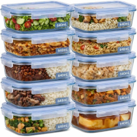 Kit 10 Potes De Vidro Herméticos 640ml Com 4 Travas Ideal Para Marmitas E Conservação De Alimentos