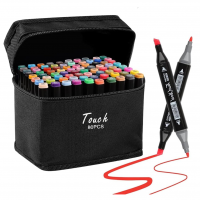 Kit De 80 Canetas Marcador Permanente Ponta Dupla Touch Coloridas Para Desenho...