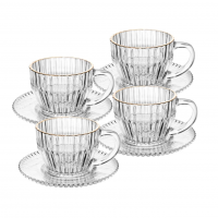 WOLFF - Conjunto 4 Xícaras De Café De Cristal Com Fio De Ouro Imperatriz 110ml
