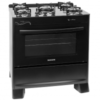 Suggar Fogão Neo Glass Preto Mesa De Vidro 5 Bocas Trempe