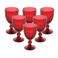Conjunto 6 Taças de Água Greek 320ml Vermelha Vidro - Wolff